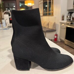 Eileen Fisher Black Crepe Stretch Boots